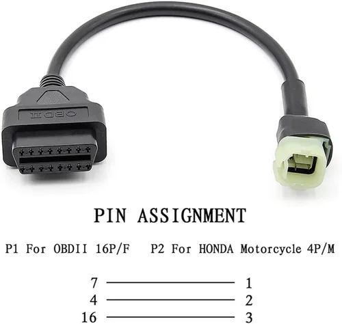 Miniatura 6 de Motocicletas OBD2 a 4 Pin Adaptador de diagnóstico Cable de detección de fallas de motocicleta Piezas para Honda Moto