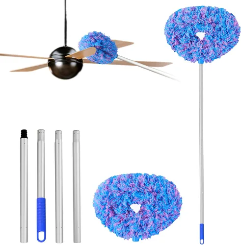 Miniatura 14 de Limpiador de ventilador de techo reutilizable de microfibra para ventilador de techo, limpiador extraíble con poste de extensión que se ajusta de 13