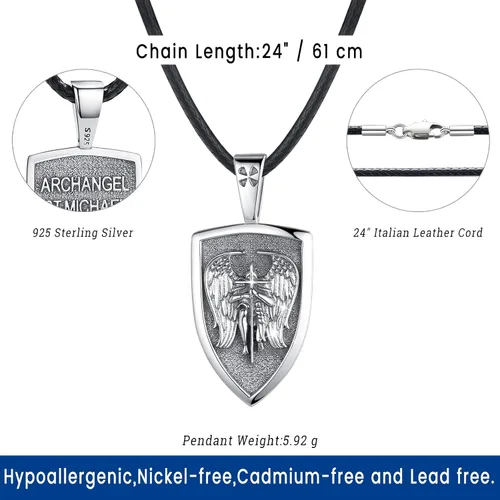 Miniatura 268 de Eusense Saint Necklace Sterling Silver 925 Protection Jewelry for Men Women Patron St Medals Amulet Pendant