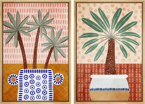 Miniatura 19 de IDEA4WALL Lienzo enmarcado para pared, juego de arte Bauhaus dorado de mediados de siglo, patrón de cuadrícula moderna, ilustraciones con formas