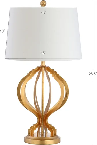 Miniatura 3 de JONATHAN Y JYL3025A - Lámpara de mesa LED de enrejado de metal de hoja dorada de 28.5 pulgadas, lámpara de noche de hierro contemporánea para sala