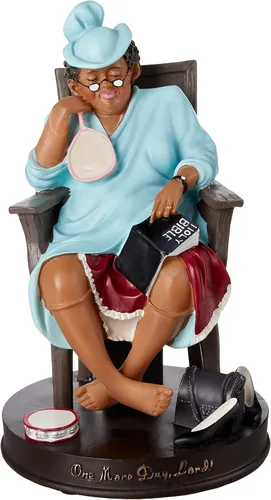 Miniatura 3 de African American Expressions One More Day Lord Figurine – Decoración para el hogar de arte negro, recuerdo sentimental de abuela, coleccionable