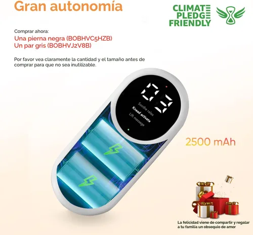 Miniatura 3 de LINGTENG Masajeador de piernas para circulación y alivio del dolor, masajeador de compresión de aire para pantorrillas con calor, masajeador