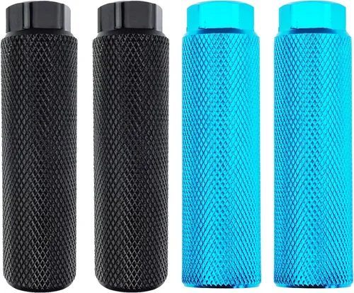 Miniatura 18 de 2 pares de reposapiés de aleación de aluminio para bicicleta de montaña, clavijas de acrobacias traseras, compatibles con ejes de 3/8 pulgadas Negro
