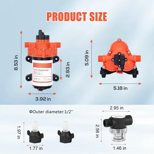 Miniatura 7 de Bomba de agua DC de 12 V RV 3.5GPM 45PSI, bomba de presión de agua de 12 voltios bajo demanda con interruptor de presión, bomba de diafragma