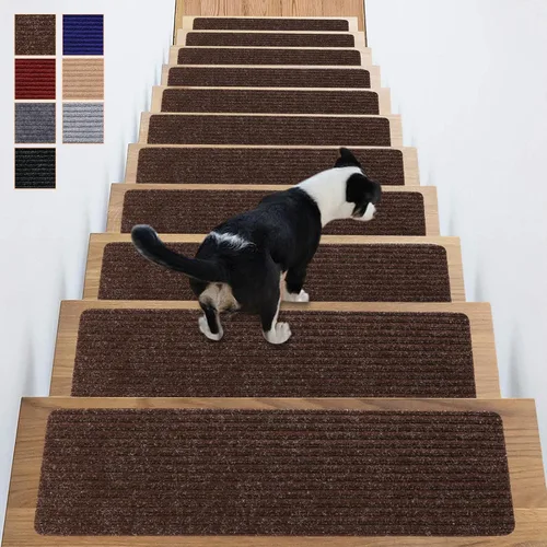Miniatura 6 de Alfombra antideslizante para peldaños de 31 x 31 pulgadas, alfombra de aterrizaje a juego, antideslizante, resistente al deslizamiento, color negro