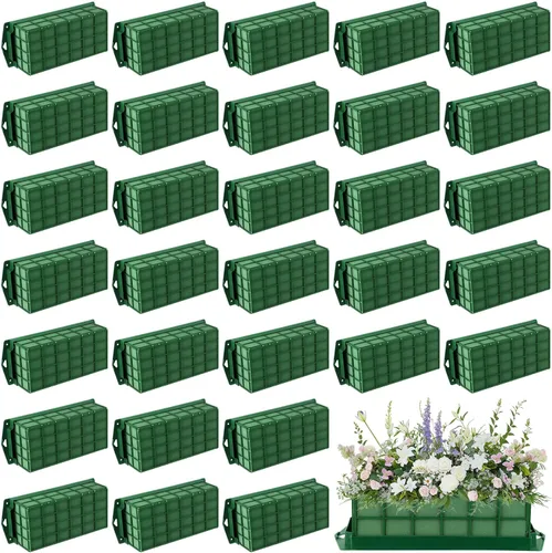 Miniatura 12 de Hahood Paquete de 2 jaulas rectangulares de espuma floral con arreglos florales de espuma floral para flores frescas, decoraciones de boda