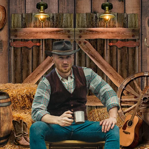 Miniatura 3 de Fondo de madera rústica de vaquero occidental, para casa de granero, fondo de fotografía para niños, niños, fiesta de cumpleaños, decoración