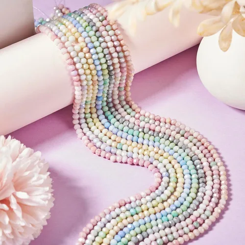 Miniatura 6 de Elecrelive 660 piezas Cuentas de Cristal Briolette de 4mm Cuentas de Vidrio Rondelle Color AB Cuentas de Vidrio Facetadas Sueltas para Bisutería