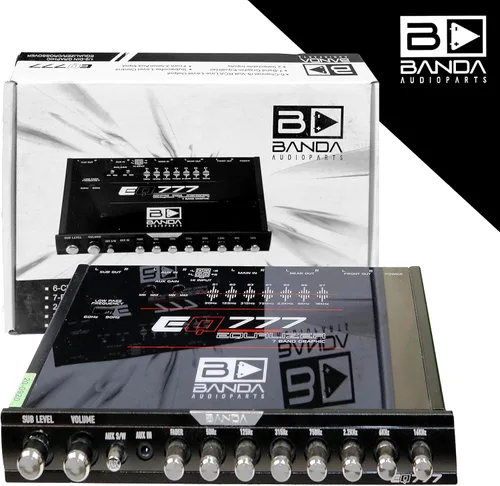 Miniatura 7 de Banda EQ777 - Ecualizador gráfico de audio para automóvil de 7 bandas, medio DIN con entrada auxiliar frontal de 0.138 in, entrada auxiliar RCA