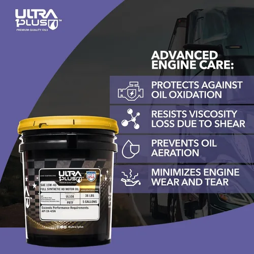 Miniatura 4 de Ultra 1Plus SAE 15W-40 Aceite de motor diésel totalmente sintético de alta resistencia - Aceite de motor 15W 40 API CK-4/SN (cubo de 5 galones)