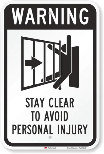 SmartSign Letrero de metal con texto en inglés "Warning - Stay Clear To Avoid Personal Injury" de 18 x 12 pulgadas, aluminio de 63 mil, material