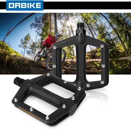 Miniatura 6 de DRBIKE - Pedales de bicicleta de montaña, pedales de MTB de 9/16 pulgadas, rodamiento sellado, de nailon ligero, plataforma plana, pedales para MTB