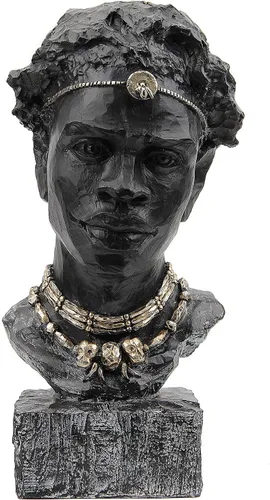 Leekung Figura de resina de escultura africana, decoración del hogar hecha a mano, 12.2 x 6.3 x 4.3 pulgadas, color negro