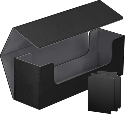 Homthy Funda para cartas intercambiables, de cuero, cierre magnético, caja de almacenamiento para tarjetas de comandante, con capacidad para más de