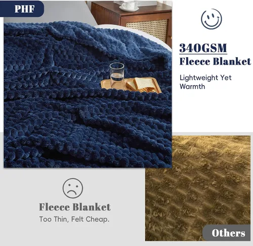 Miniatura 6 de PHF Manta de forro polar de franela ultra suave, tamaño Queen, ligera manta de forro polar jacquard 3D, no se desprende, no hace bolitas, estética