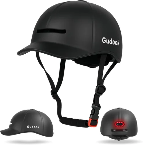 Miniatura 8 de Casco de Bicicleta para Adultos - Cascos de Bicicleta para Hombres y Mujeres - con Luces Traseras LED - Casco Ajustable Estilo Gorra de Béisbol