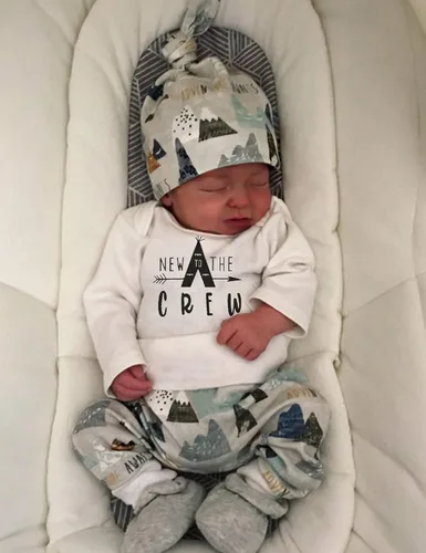 Miniatura 34 de Conjunto de 3 piezas de ropa para bebé y niño, manga de tatuaje, mameluco divertido y pantalones