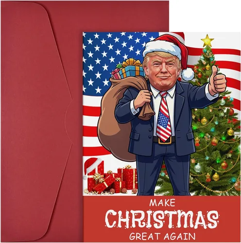 ERKOON Divertida tarjeta de Navidad, tarjeta de felicitación de Navidad humorística de Donald para hombres y mujeres, tarjetas de regalo para