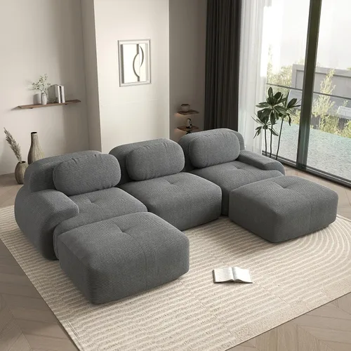Miniatura 31 de Sofá biplaza moderno de 80 pulgadas para sala de estar, sofá de pana en forma de nube con asiento profundo, sofá modular negro, sofás de dos plazas