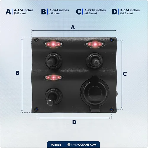 Miniatura 7 de Five Oceans Marine 2 3 6 Gang Toggle Rocker Switch Panel, enchufe del encendedor de cigarrillos 12V