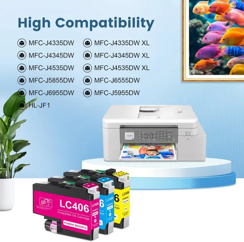 Miniatura 2 de Reemplazo de tinta compatible LC406 para cartuchos de tinta Brother LC406 CMY para Brother MFC-J4335DW MFC-J4335DW XL MFC-J6555DW MFC-J4535DW