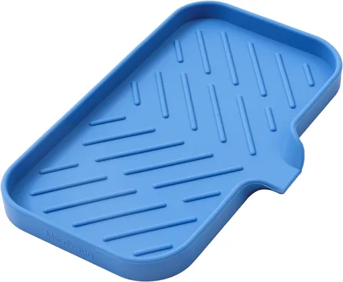Miniatura 15 de MicoYang Jaboneras de baño de silicona con boquilla de drenaje, organizador de fregadero de cocina, soporte de esponja, bandeja de jabón para Azul
