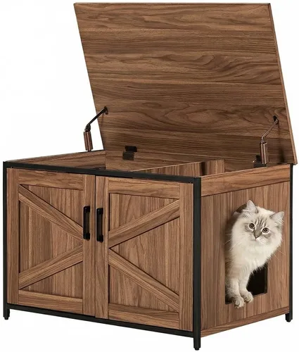 Miniatura 15 de unipaws Muebles Gabinete para Caja de Arena de Gatos, Baño para Gatos, Cubierta de Caja de Arena Oculta, Gabinete para Gato Grande, Cajas de Arena
