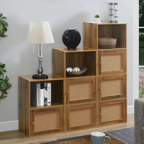 Miniatura 2 de Convenience Concepts Xtra Storage - Armario de 2 puertas de tejido bohemio de 16.5 pulgadas, organizador de almacenamiento moderno con estante, 2
