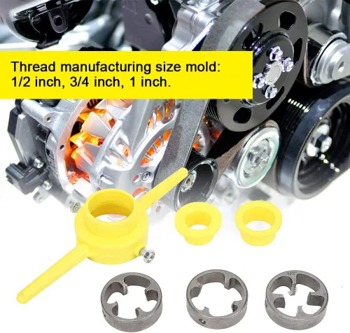 Miniatura 2 de Excelente acabado para herramienta de roscado de PVC para roscar enhebrador de tubos hidráulicos 1/2 "3/4" 1 "Manual NPT Juego de troqueles redondos