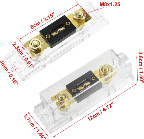 Miniatura 4 de X AUTOHAUX 1 Unidades de audio para coche 0 4 8 calibre en línea ANL portafusibles transparente transparente bloque de fusibles con 2 unids 30A