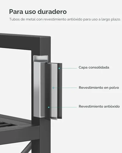 Miniatura 4 de SONGMICS Estante de almacenamiento de metal de 3 niveles con ruedas, estantería de malla con marcos laterales en X, 23.6 pulgadas de ancho