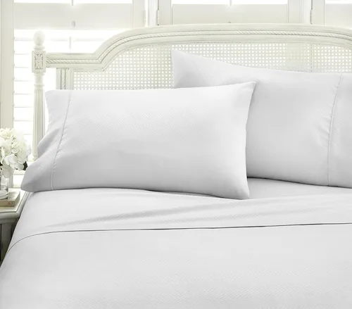 Miniatura 8 de ienjoy Home - Juego de sábanas de 4 piezas con estampado a cuadros en relieve, color crema 2-Crema a cuadros