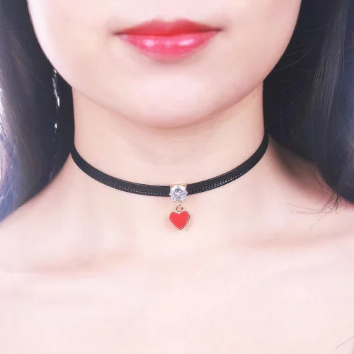Miniatura 4 de LVEN - Gargantilla negra para mujer, collar de tono doradoplateado con elegante dije