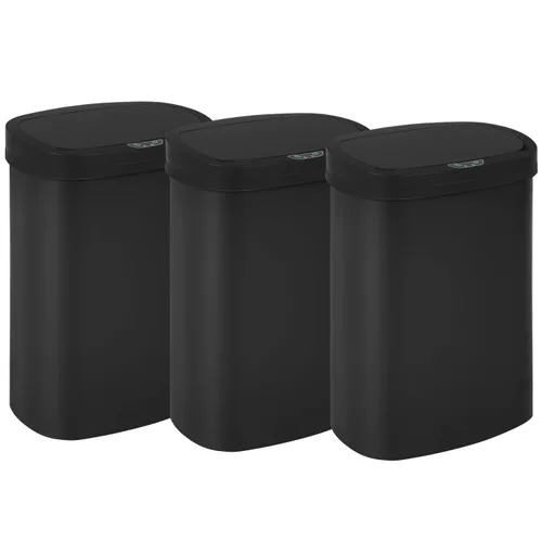 Miniatura 8 de BestOffice Basurero de plástico negro de alta capacidad sin contacto con tapa, 49L/13G, rectangular, cierre silencioso, cocina, dormitorio, baño