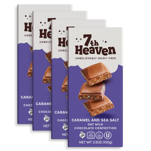 Miniatura 10 de 7th Heaven, Barras veganas de chocolate con leche de avena: crema de avellana (3.5 oz - paquete de 4), chocolate saludable, regalo perfecto de San