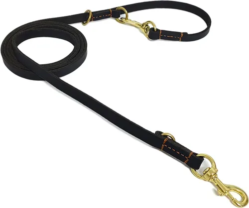 Miniatura 16 de LWBMG Correa de cuero para perro de 8 pies, correas de cuero multifunción 6 en 1 para perros, manos libres, cuerpo cruzado, cinturón de cintura Negro