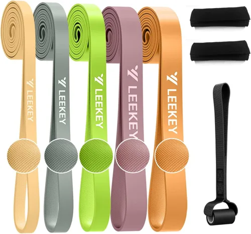 Miniatura 9 de LEEKEY Pull Up Assistance Bands,5-125LB Resistance Bands with Grip、Door Anchor、Gym Bag - Exercise Bands for Full-Body Training, Fitness, Physical