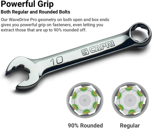 Miniatura 3 de Capri Tools Llave combinada WaveDrive Pro de 0.709 in para tornillos regulares y redondeados