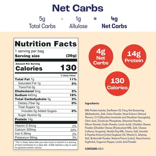 Miniatura 3 de Schoolyard Keto (Fiery Hot) Protein Puffs - Bajo en carbohidratos, bajo en azúcar, 14g de proteína, sin gluten, aperitivo alto en proteínas