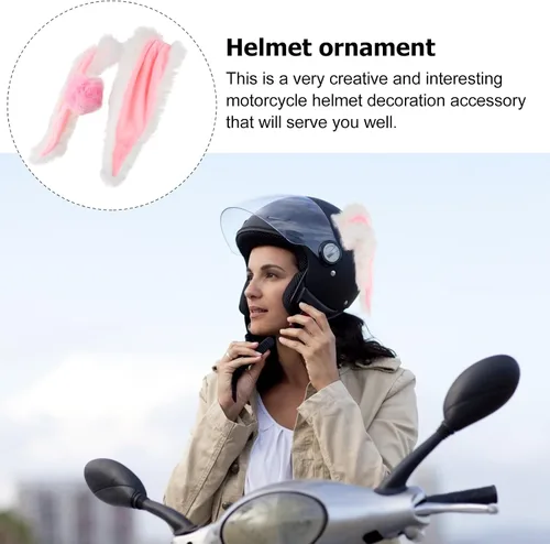 Miniatura 2 de FAVOMOTO 1 Set Helmet Rabbit Ears and Tail Decors Motorbike Helmet Decorative Accessories