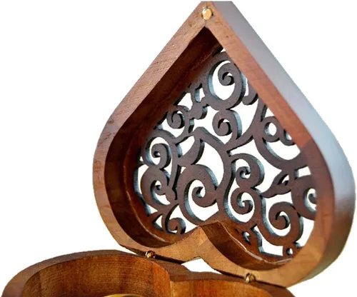 Miniatura 7 de FnLy Caja musical de madera grabada antigua, sobre el arco iris, con movimiento chapado en oro, en forma de corazón