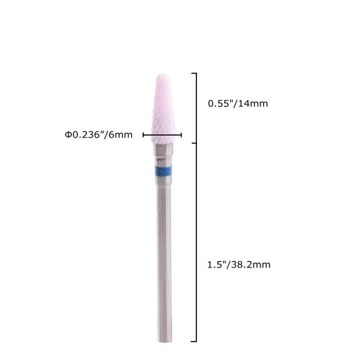 Miniatura 3 de Taladro de uñas de cerámica rosa, lima de grano medio, cono cónico, taladro eléctrico de manicura (0.236 x 0.551 in)