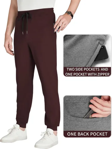 Miniatura 11 de Idtswch 30/32/34/36/38/40. Pantalones deportivos altos para hombre, extra largos, con bolsillos con cremallera