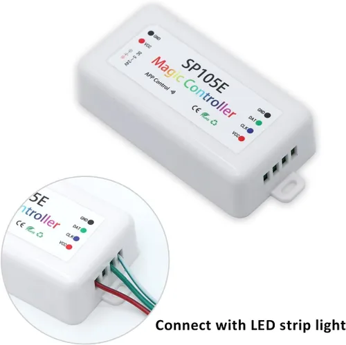 Miniatura 2 de Paquete de 2 controladores LED SP105E, controlador Bluetooth LED Ws2812b para Ws2811 SK6812 APA102 luces IC inteligentes, DC5-24V controlador