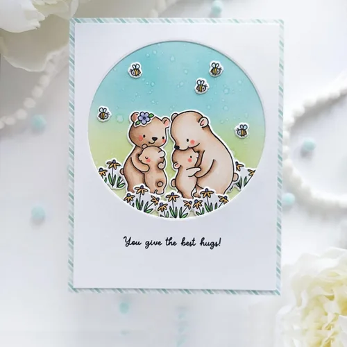 Miniatura 8 de Bear Hugs - Juego de sellos y troqueles para hacer tarjetas, sellos transparentes y troqueles de corte de metal para álbumes de recortes
