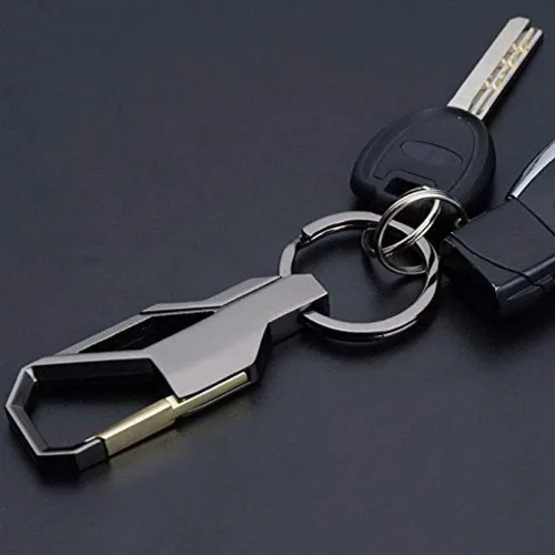 Miniatura 5 de 2 paquetes de aleación de zinc resistente a los arañazos llavero de coche clip bobina Cool Ring hebilla llavero regalo de negocios para hombre gris