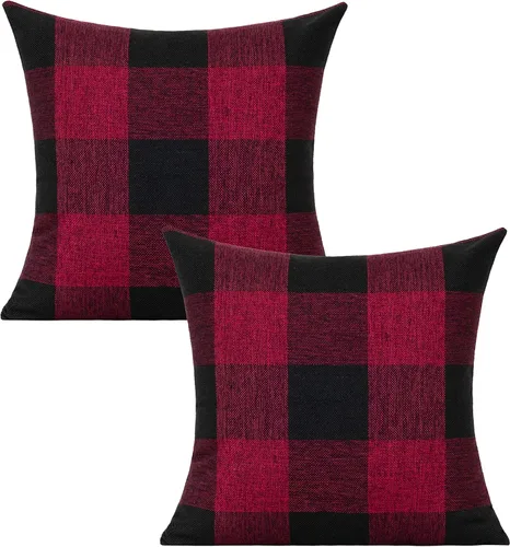 Miniatura 14 de VAKADO Fundas de Almohada Decorativas Rosas para San Valentín 16x16 Juego de 2 Buffalo Día de San Valentín Decorativas Gingham Casa de Campo Cuadros