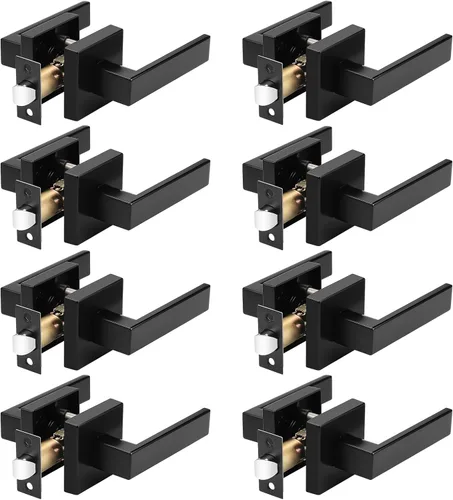 Miniatura 20 de Probrico - Juego de 5 manijas de puerta de paso resistentes para armarios y pasillos, juego de manijas de puerta sin llave de diseño cuadrado Oil