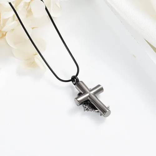 Miniatura 5 de Collares de urna para cenizas, joyería de cremación de mariposa para cenizas para cruz humana con mariposa de cristal, colgante de ceniza, recuerdo